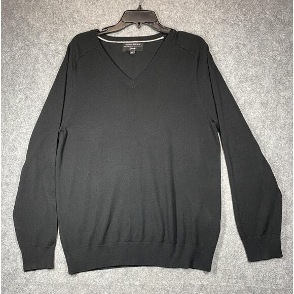 Banana Republic Sweater Mens Large Italian Merino Wool V Neck Pullover Knit - Picture 1 of 9